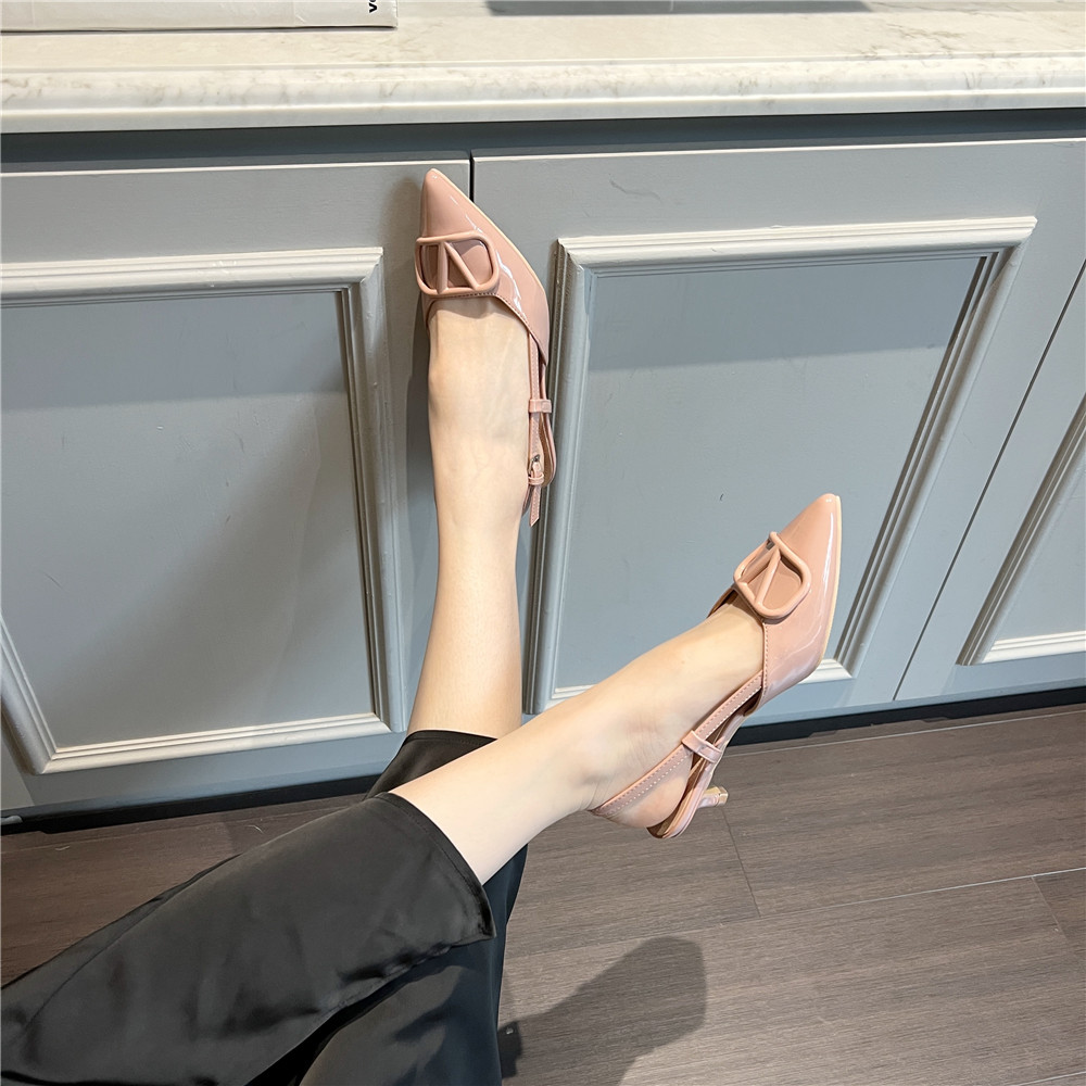 2023 New Style V-Strap Closed Toe Backless Sandals for Women Elegant Pointed Toe High Heel Shoes Commuter - Image 2