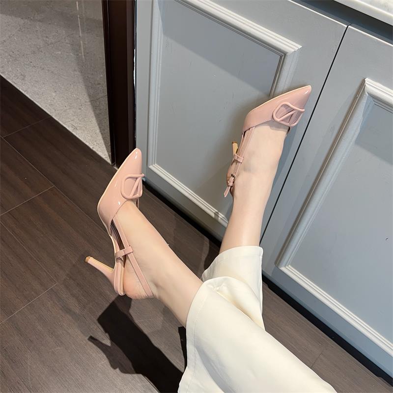 2023 New Style V-Strap Closed Toe Backless Sandals for Women Elegant Pointed Toe Real Leather High Heel Fashion Commuter Shoes - Image 2