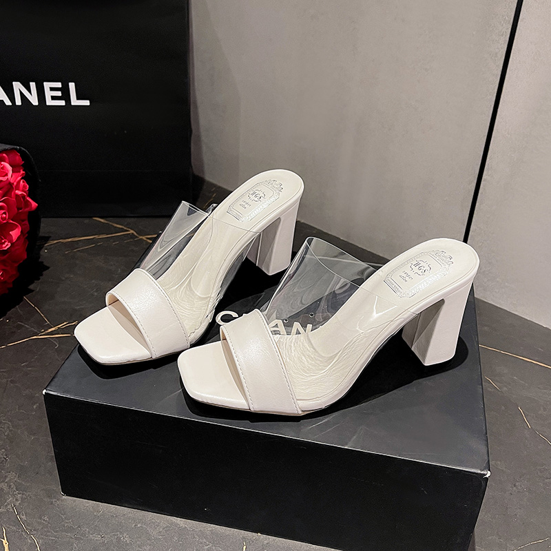 2026 New Summer Transparent Slippers for Women One-Strap Chunky Heel Waterproof Platform Shoes with Dress - Image 4