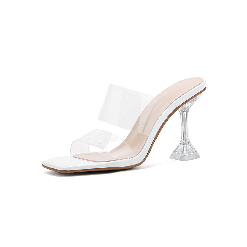 Crape Myrtle Women's High Heel Sandals 2024 Summer New Crystal Thin Heel Open Toe Silver Transparent Shoes - Image 5