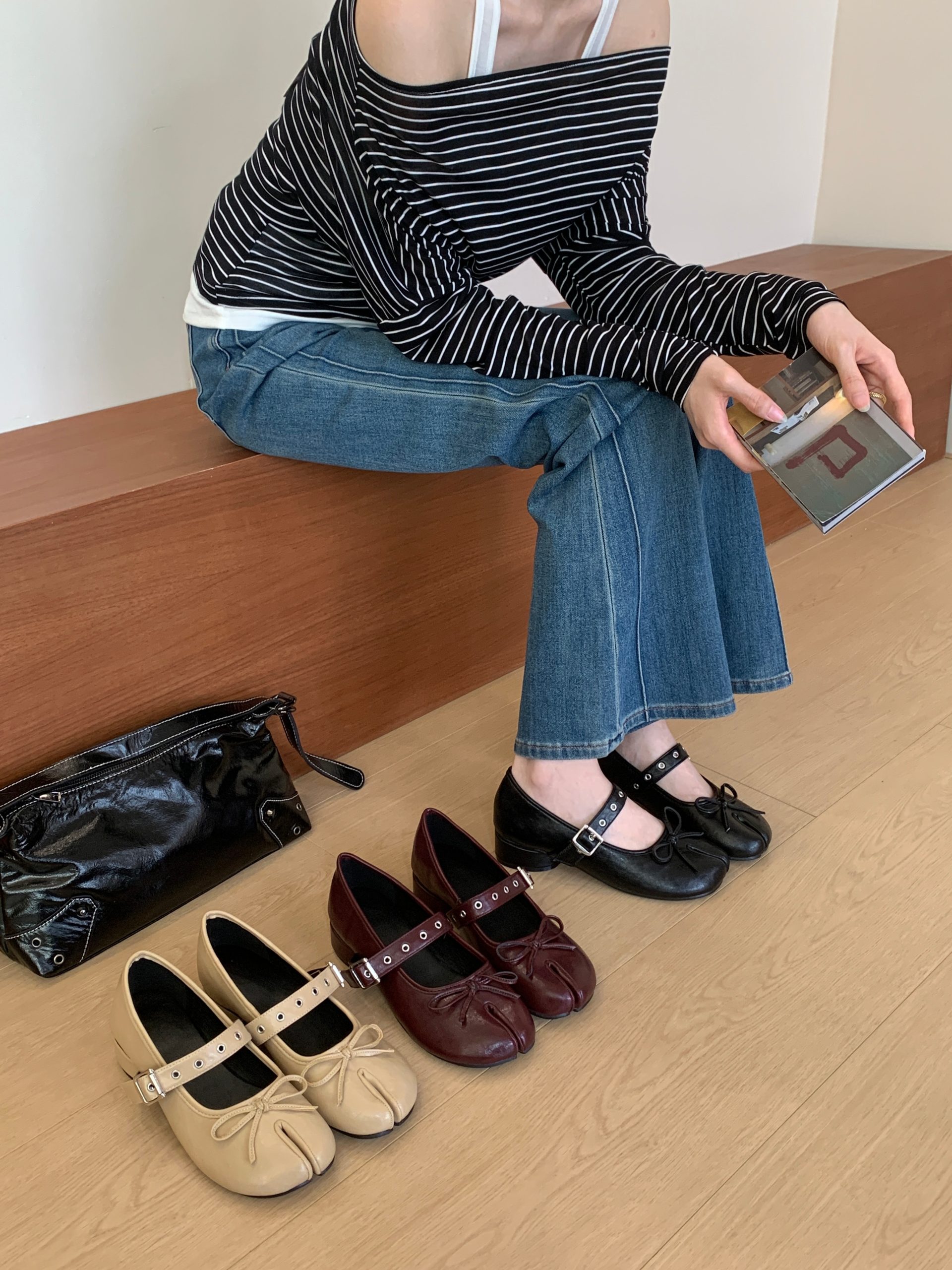 Niche Design Split Toe Shoes Women 2026 Autumn New Chunky Heel Versatile Commute Ballet Mary Jane Shoes