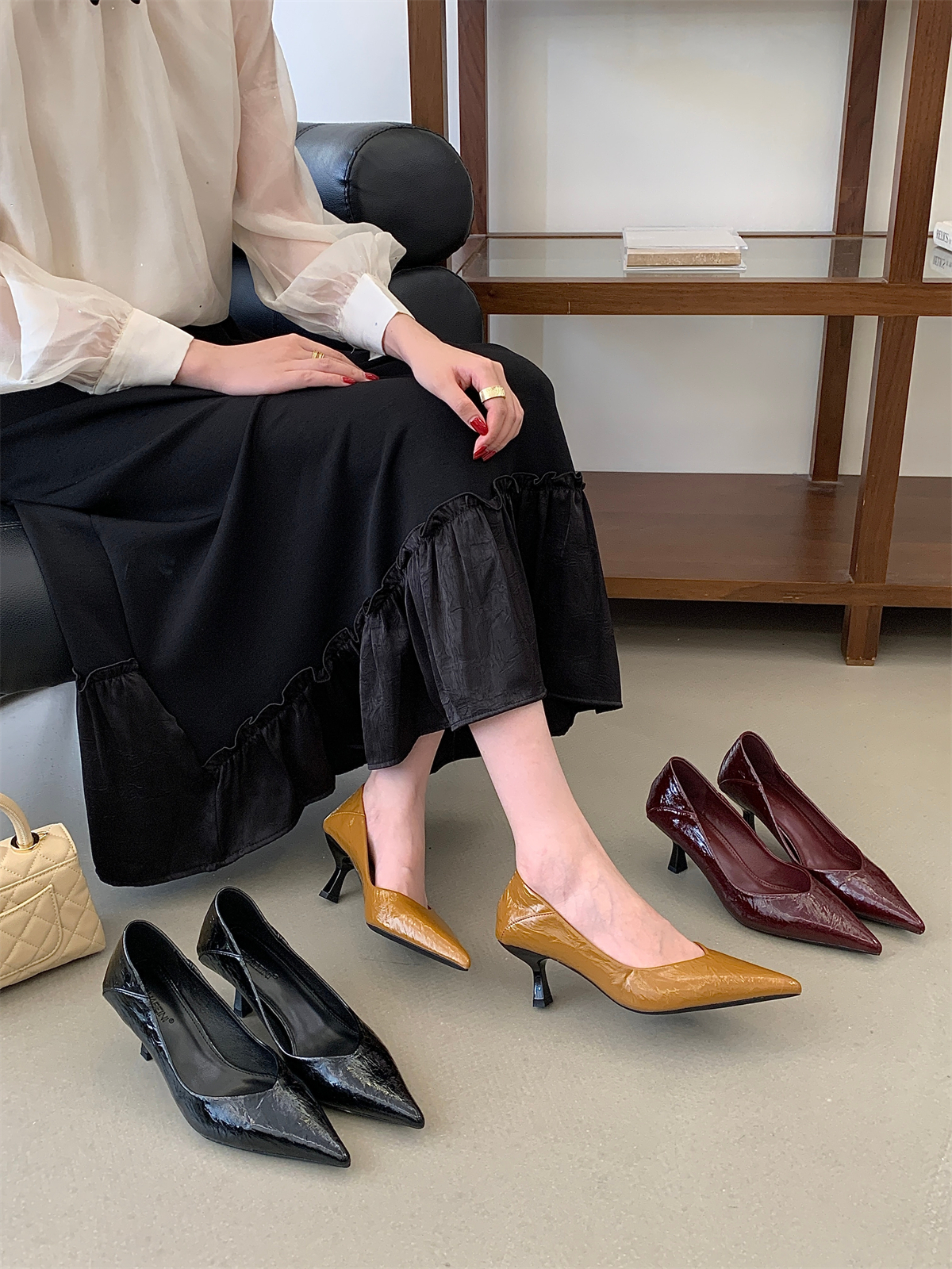 Pointed Toe High Heel Slip-On Shoes for Women 2026 Spring New Style Comfortable Commuter Shoes
