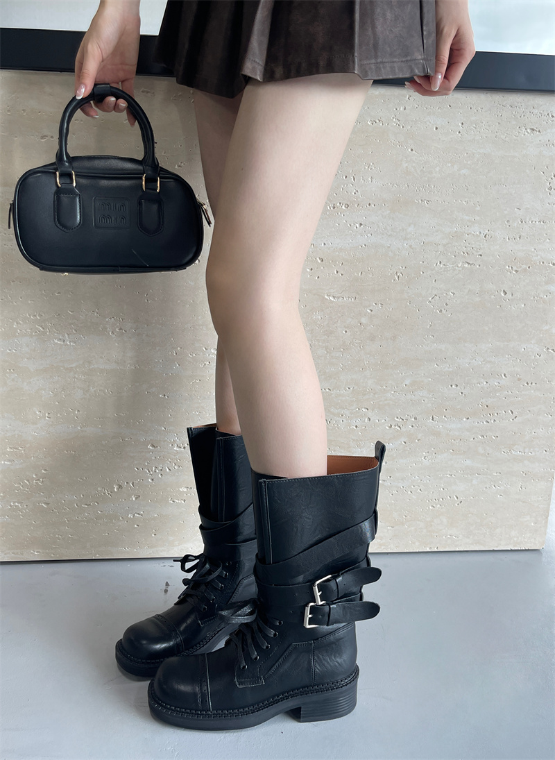 Vintage British Style Martin Boots Women 2025 New Winter Thick Heel Belt Buckle Short Boots Motorcycle Boots Versatile Single Boots Trendy - Image 3