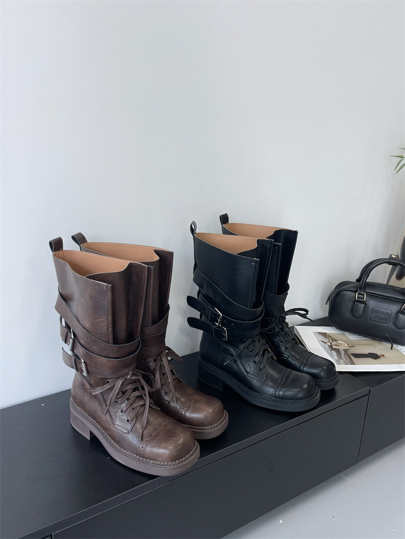 Vintage British Style Martin Boots Women 2025 New Winter Thick Heel Belt Buckle Short Boots Motorcycle Boots Versatile Single Boots Trendy - Image 4