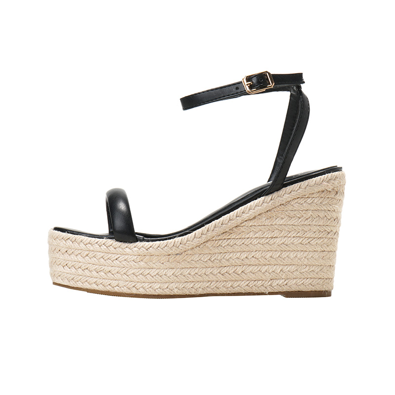 Women's 8.5cm Platform One-Strap High Heels 2026 New Wedge Sandals Black Size 34-40 - Image 5
